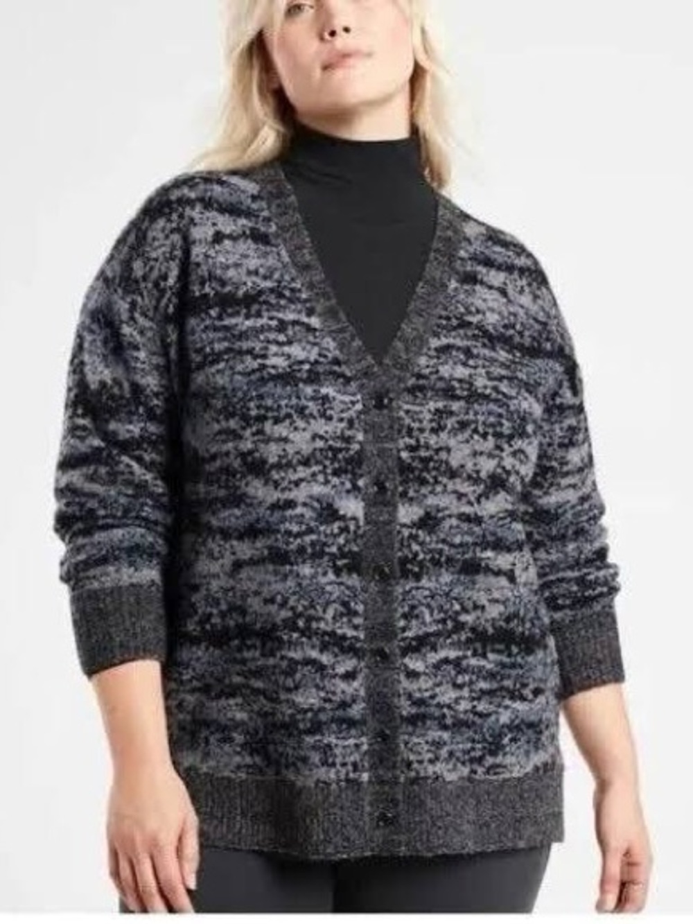 Athleta Merino Wool Blend Knit Nordic Button Front Cardigan Sweater Sz Large 3x